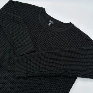 Jones‎ NY Women's Textured Waffle Acrylic Knit Crew Neck Sweater, Size XL, Black